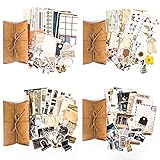 Scrapbook Papier Scrapbooking Zubehör Sticker Vintage Aufkleber Set Washi Sticker für Dekoration DIY Handwerk Fotoalbum Journal (120 Stk)