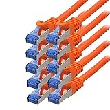 BIGtec - 10 Stück - 0,5m CAT.7 Gigabit Patchkabel Netzwerkkabel orange Kupferkabel Patch Ethernt LAN DSL Kabel CAT7 (RJ45, Cat 7, S/FTP PIMF) 50cm 0,50m