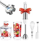 Stabmixer, 1000W Edelstahl Stab Stabmixer Set 5 in 1 Pürierstab Edelstahl mit für die Zubereitung Von Salaten, Suppen und Gemüse Für Smoothie Suppen Babynahrung, BPA frei