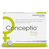 GRANIONS Conceptio Frau - Vitamine zur Verbesserung der weiblichen Fruchtbarkeit - Schwangerschaft - Vitamin B, Vitamin C, Vitamin A, Dha, Oligoelemente - 30 Kapseln + 30 Kapseln für 30 Tage