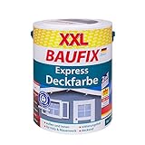 BAUFIX Express-Deckfarbe, Wetterschutzfarbe Nussbraun, 5 Liter, wetterbeständige Deckfarbe für außen und innen, geeignet für Holz, Putz, Mauerwerk, Möbel, Zäune, schnelle Trocknung…