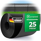 Novatool 25m Rolle PP Premium Sichtschutzstreifen für Doppelstabmatten ANTHRAZIT RAL 7016-19 cm für 10 Reihen Stabmattenzaun Sichtschutzstreifen GRAU mit Rillen Zaunelemente Sichtschutz Q