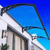Fenster-Regenschutz, Gartenüberdachung, Türmarkise, Vordertür, UV-Regenschutz, Schneeschutz mit transparenter Polycarbonat-Platte und schwarzem Aluminiumrahmen, 80 x 200