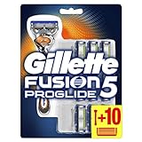 Gillette Fusion 5 ProGlide Rasierer Herren mit Trimmerklinge für Präzision und Gleitbeschichtung, Rasierer + 10 Rasierklingen (Verpackung kann variieren)