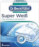 Dr. Beckmann Super Weiß | entfernt Grauschleier | hilft gegen Vergilbungen | Wäsche wird wieder strahlend Weiß | 2 x 40 g
