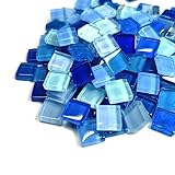 LelonHo 330 Stück Mosaikfliesen zum Basteln, 0,4 x 0,4 Zoll quadratische Kristallmosaik-Glasfliesen für DIY-Bilder, Heimdekoration und handgefertigte Schmuckkunst-Dekoration. (gemischte blaue Serie)