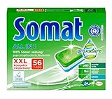 Somat All in 1 Pro Nature Spülmaschinen-Tabs, 56 Tabs, umweltfreundlich mit 100 Prozent Somat Leistung, mit wasserlöslicher Folie