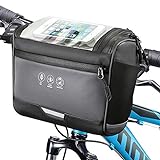 Eyein Fahrrad Lenkertasche Wasserdicht, 3.5L Reflektierend Fronttasche mit Flaschenhalter, Handytasche mit TPU Sensitivem Touchscreen, für Die meisten Fahrräder, einschließlich MTB, E-Bike, Klapprad
