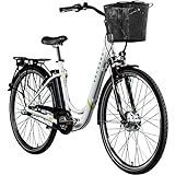ZÜNDAPP E Damenrad 700c E-Bike Pedelec Z510 Citybike Elektrofahrrad 28' Fahrrad (weiß/grün, 48 cm)