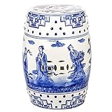 Safavieh Ocean Jewel Chinoiserie Ceramic Decorative Garden Stool, Blue