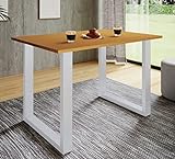 VCM Premium Holz Esstisch Küchentisch Speisetisch Tisch Xona U Weiß B. 80 x T. 50 cm, Sonoma-Eiche