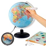 ORBIT Globes & Maps - Interaktiver Audio-Leuchtglobus mit dem Audio-Stift, 30 cm Globus mit stabilem Kunststofffuß, Stifthalterung, deutsches Kartenbild von 2023, USB 5Volt Anschluss