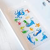 BEEHOMEE Duschmatte Rutschfest für Kinder, Badewannenmatte und Badezimmermatte|Zeichentrick-Design Duscheinlage | 89 x 40 cm（Blauer Kraken）