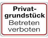 Schild Alu Privatgrundstück Betreten verboten 180 x 250 mm (Privatbesitz, Grundstückskennzeichnung)