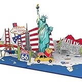 papercrush® Pop-Up Karte USA - Gutschein für USA Reise, Reisegutschein für Urlaub in Staaten, Geldgeschenk & Gutscheinkarte zum Geburtstag für US Städtetrip nach New York - 3D Amerika Geburtstagsk