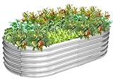 Verzinktes Hochbeet-Set – Metall-Hochbeet Pflanzkasten – großes bodenloses Hochbeet – für drinnen und draußen, Gemüse, Obst, Blumen, Kräuter, Anzuchtkasten (120 x 60 x 30 cm)