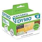 DYMO Original LabelWriter Adressetiketten (Groß) | 36 mm x 89 mm | schwarzer Druck auf weißem Untergrund | 2 Rollen mit je 260 Etiketten (520 Stück) | selbstklebend | für LabelWriter Etikettendrucke
