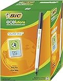 BIC Kugelschreiber ECOlutions Round Stic, in Schwarz, Strichstärke 0,4 mm, 60er Pack, Ideal für das Büro, das Home Office oder die Schule