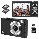 Digitalkamera 1080P FHD 36 Megapixel Kompaktkamera Videokameras Kamera für YouTube Vlogging für Fotografie-Anfänger (Schwarz-UK)