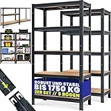 Monzana® 2X Schwerlastregal 180x90x40cm Schwarz Montagematerial 1750kg 10 MDF-Platten Kellerregal Lagerregal Steckregal Metallregal Werkstattreg