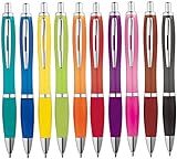 Libetui 10 ergonomische Kugelschreiber rutschfeste Griffzone Großraumine Gehäuse 10 Farben Druckkugelschreiber Mehrfarbig blauschreibend