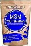 MSM Tabletten – Hochdosiertes MSM – 1000 mg pro Dosierung – 730 Tabletten – Vegane Tabletten