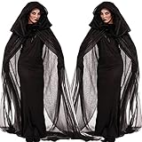 Damen Halloween Geisterbraut Hexenkostüm, Gothic Vampir Schwarzes Kleid Corpse Bride Kleid Outfit, für Halloween Party Karneval