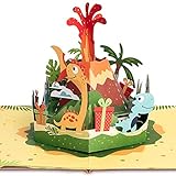 papercrush® Pop-Up Karte Kindergeburtstag Dinosaurier - Kinder Geburtstagskarte für Mädchen und Jungen, Dino Glückwunschkarte für Sohn oder Tochter (z.B. 3 oder 5 Jahre), 3D Kindergeburtstagskarte