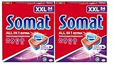 Somat All in 1 Extra Spülmaschinen Tabs, 108 (2x 54 Tabs), XXL Pack, Geschirrspül Tabs für extra kraftvolle Reinigung und Edelstahlglanz
