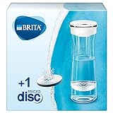 BRITA Wasserfilter-Karaffe / Karaffe inkl. 1 MicroDisc Filter / Wasserkaraffe zum stilvollen Servieren von Wasser / Filter reduziert Chlor und Mikropartikel im Leitungswasser, 10.0 x 10.0 x 28.5 cm