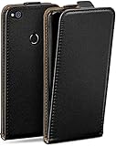 moex Flip Case für Huawei P8 Lite 2017 - Hülle klappbar, 360 Grad Klapphülle aus Vegan Leder, Handytasche mit vertikaler Klappe, magnetisch - Schwarz