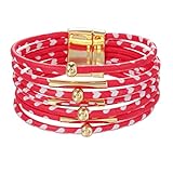 NA Magnetarmband Mehrschichtige verstellbare Magnetschnalle Leder Leopardenmuster Valentinstag Geschenke Armband Schmuck, Rot