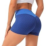 YIHUDU Shorts Fitness Women's Lifting Tight-Fitting Yoga Buttocks Sports Casual Skinny Pants (Blue, L)