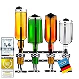 Bar-Butler zur Wand-Montage, 4-Fach Flaschen-Halter mit 4cl-Dosierer Getränkespender, Getränkeportionierer & Flaschenhalterung für Schnaps und Wein, Zapfsäule & Bar Accessoire (4-Fach)