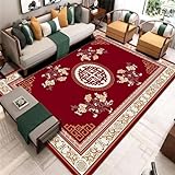 GX-YJX Cheap Online Teppich, orientalischer dekorativer Teppich, rot, Büroteppich, Rot, 120 x 140 cm