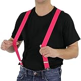 Foxxeo pinker Hosenträger für Damen und Herren für Karneval und Fasching Party in neon pink