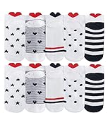 Chalier 10 Paar Damen Herzsocken Baumwolle Socken Mehrfarbig Socken Liebe Herz Design Kurze Socken für Frauen Mädchen