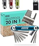 AARON Tool 20 in 1 Multitool - Fahrrad Multifunktionswerkzeug aus rostfreiem Stahl/Aluminium - faltbares Mini Fahrradwerkzeug mit vielen Funktionen - praktisches Bike Tool in B