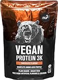 nu3 Vegan Protein 3K Shake (1kg) - vegan Protein Pulver Schoko mit Sonnenblumen Proteinpulver, Reis-, Erbsen- & Johannisbrotprotein - Mehrkomponenten Eiweiss Protein Pulver mit 71% Eiweiss