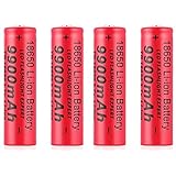 Rechargeable Batteries, 3.7 V Lithium Battery, Li-Ion Battery, 9900 mAh High Capacity Battery Torch/Headlight/Drone Long Life Button Battery for RC Cars, 4 Pieces