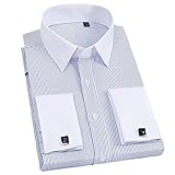 Men Casual Slim Fit Shirt Mens Long Sleeve Business Dress Shirts French Cufflinks Shirt Male Striped Shirt 8012 3XL