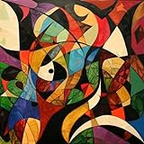 Edition Seidel Premium Wandbild Harmonie Picasso Style auf hochwertiger Leinwand (60x60 cm) gerahmt. Leinwandbild Kunstdruck Kubismus Bild stylish Wohnung Büro Loft Lounge Bar Galerie Lobby