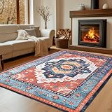 Interstellar Teppich, 12,7 x 17,8 cm, traditionelles weiches Boho-Design, Kunstwolle, Vintage-Stil, rutschfest, waschbar, Teppiche für Wohnzimmer, Schlafzimmer, Bauernhaus, Esszimmer, Innenbereich,