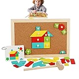 Steckpuzzles aus Holz | Brett mit geometrischen Puzzles aus Holz,Vorschulpädagogisches Montessori-Lernspielzeug aus Holz für Jungen und Mädchen Huaxingda