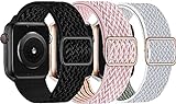VIKATech Sports Band Kompatibel mit Apple Watch Armband 40mm 38mm, Geflochtenes Elastisches Nylon Sport Ersatzband für iWatch Series 6/SE/5/4/3/2/1, 3Pack B