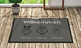 Loose Werbetechnik Fußmatte 'Willkommen' Inkl. Ihrer Namen - Personalisierte Schmutzfangmatte, Fußmatte:60 x 40 cm