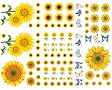 Flymind 99 Stücke Sonnenblume Wandaufkleber Abnehmbare Blumen Wandtattoo Aufkleber für DIY Wandkunst Dekor Baby Kinderzimmer Küche Kindergarten Party