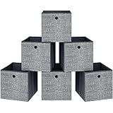 Hzuaneri Aufbewahrungswürfel, 30 x 30 x 30 cm, faltbarer Würfel-Aufbewahrungsbehälter mit Griffen, 6er-Set, Schrank-Organizer für Regale, Grau SC07030W