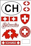 aprom Schweiz Aufkleber Karte Stickerbogen - PKW Auto Motorrad Biker Flagge Fahne Tuning