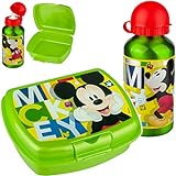 alles-meine.de GmbH Kinder Geschirr & Zubehör _ Verschiedene Artikel frei wählbar _ Disney - Mickey Mouse - Set: Trinkflasche + Lunchbox / Brotdose - BPA frei - Brotbüchse Küche ..
